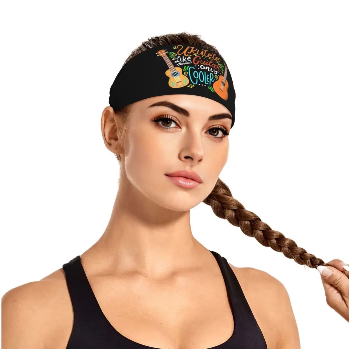 Ukulele personalizzato come chitarra solo Cooler Music Musician Fascia per uomo Donna Fascia per il sudore sportiva ad asciugatura rapida Palestra Yoga Corsa