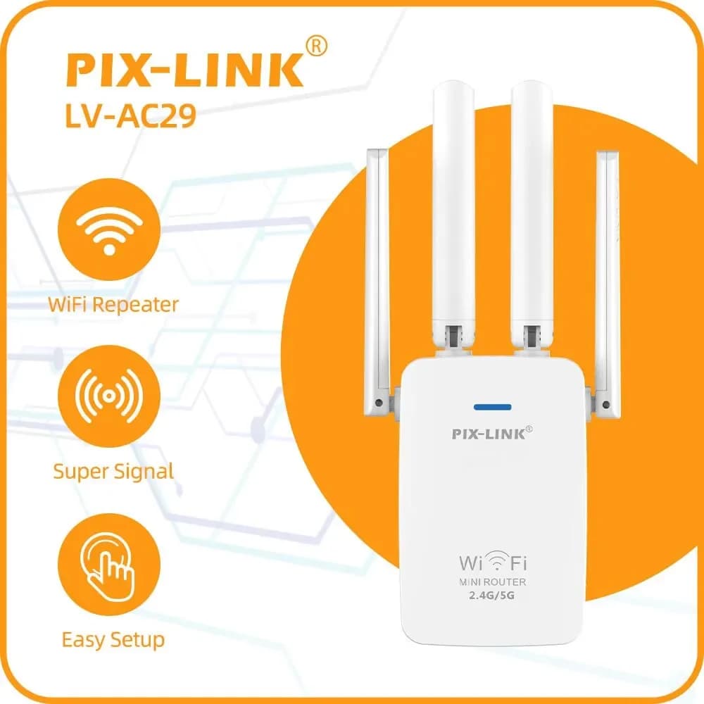 PIX-LINK AC29 1200Mbps Wireless Wifi Extender Ripetitore/Router Wifi Dual Band 2.4 e 5.8Ghz 4 Wi Fi Antenna Amplificatore di segnale a lungo raggio