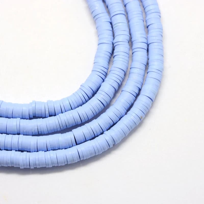 Handmade Polymer Clay Beads Disc/Flat Round Heishi Beads Cornflower Blue 3x1mm Hole: 1mm 380~400pcs/strand 17.7 inch