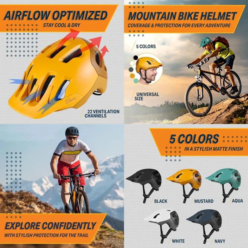Adult cycling helmet for MTB, road bike and mountain bike - Safety equipment for outdoor sports adventures