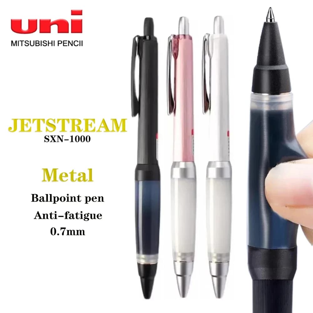 Giappone Uni Alpha-Gel Jetstream Penna a sfera da 0,7 mm SXN-1000 Impugnatura in gomma morbida Cancelleria scolastica Penna in metallo per il ritorno a scuola