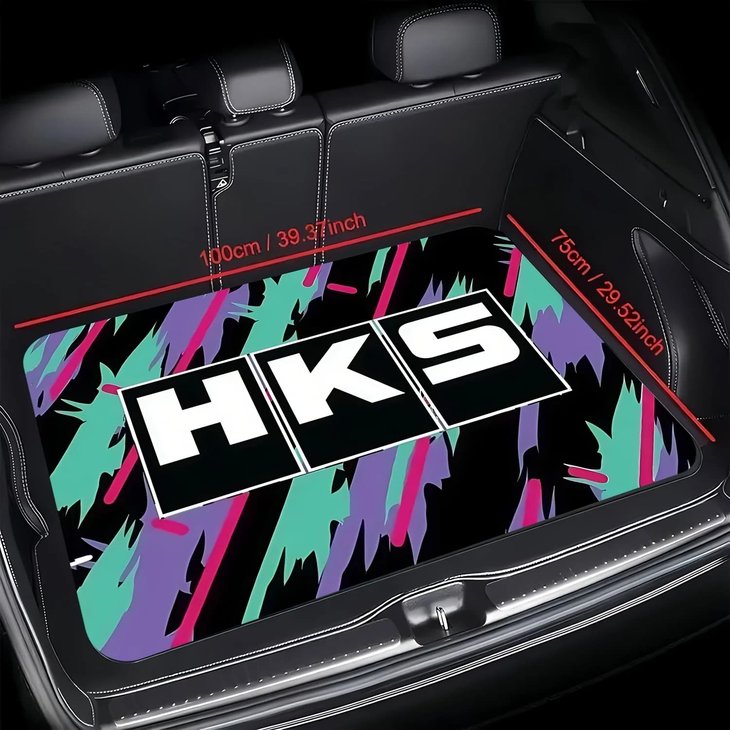 VIKAMA Car Luggage Mat with HKS graffiti print, simple design multifunctional mat, outdoor picnic mat, home decoration