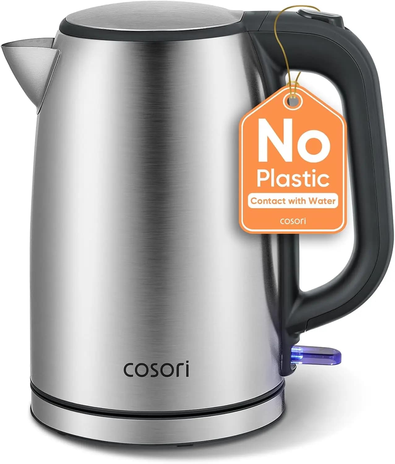 Stainless steel electric kettle, plastic-free interior, easy to clean, automatic shutdown, 1.7 liters 1500W for safe cooking