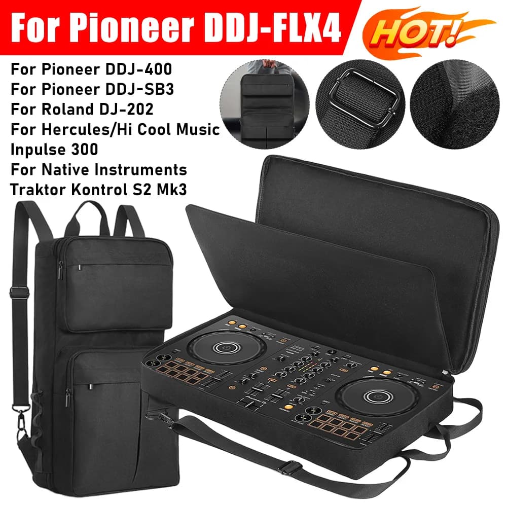 Zaino DJ per Pioneer DDJ-400 DDJ-FLX4 e Roland DJ-202, Custodia per Controller DJ, Borsa Portatile Anti-graffio per Viaggi