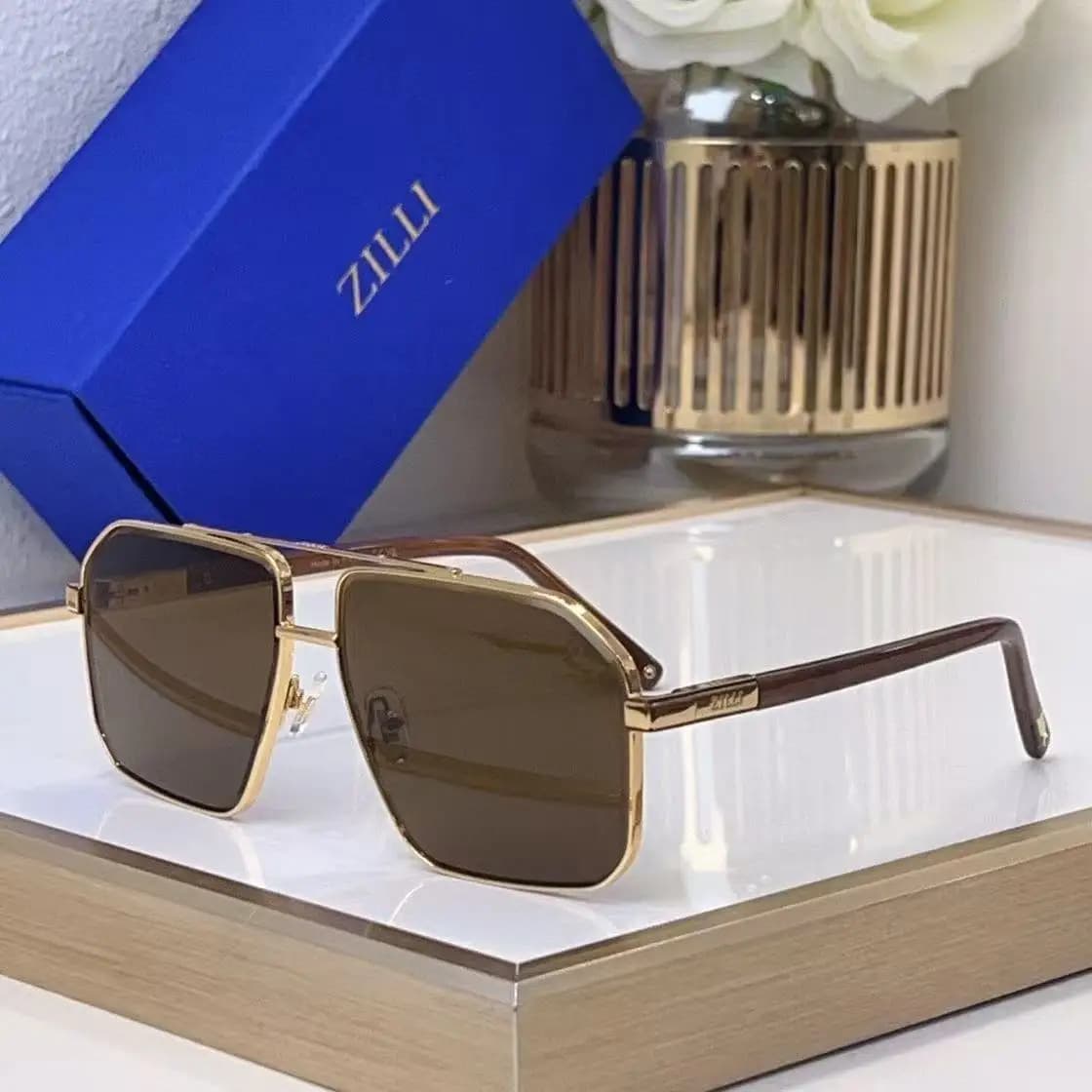 2026 Retro Sunglasses ZILLI Shades Light Luxury Fashion Metal Big Frame Outdoor Sun Glasses