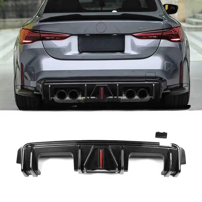 LED light strip Style Rear Diffuser With Brake Light Dry Carbon Fiber for G80 G81 M3 G82 G83 M4 Rear Splitter