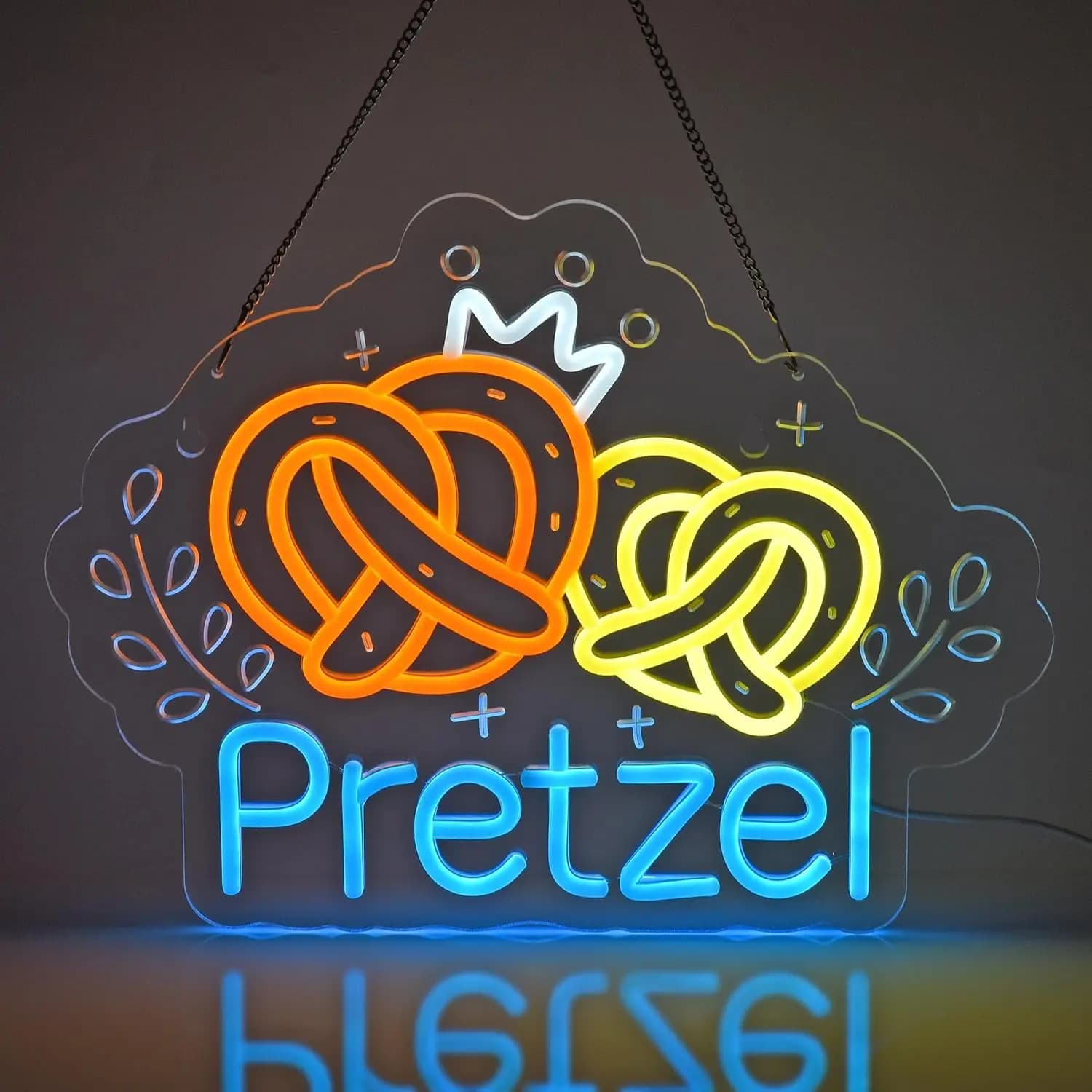 Insegna al Neon Pretzel per Panetteria, Caffetteria, Ristorante Tedesco, Snack Bar, Pasticceria, Decorazione Murale, Insegna Luminosa Alimentata USB Dimmerabile