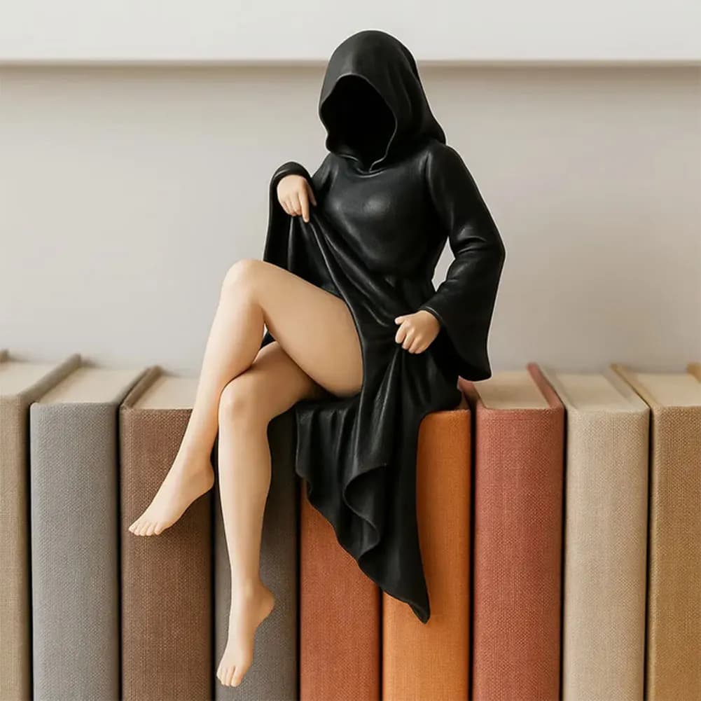 Statue mysterious 3D gothic black dress Queen figure Masked women Table ornament Bookcase Artistic fireplace House decoration Gift
