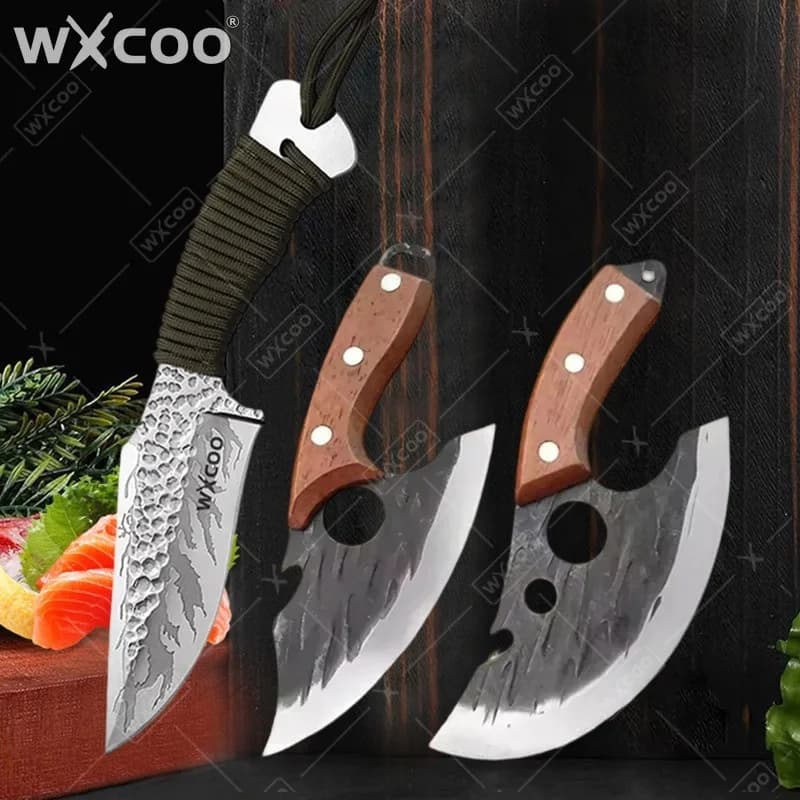 WXCOO Multipurpose Stainless Steel Knife with Bottle Opener, Kitchen Knife for Slicing Fish, Forged Knife for Boning with Sheet