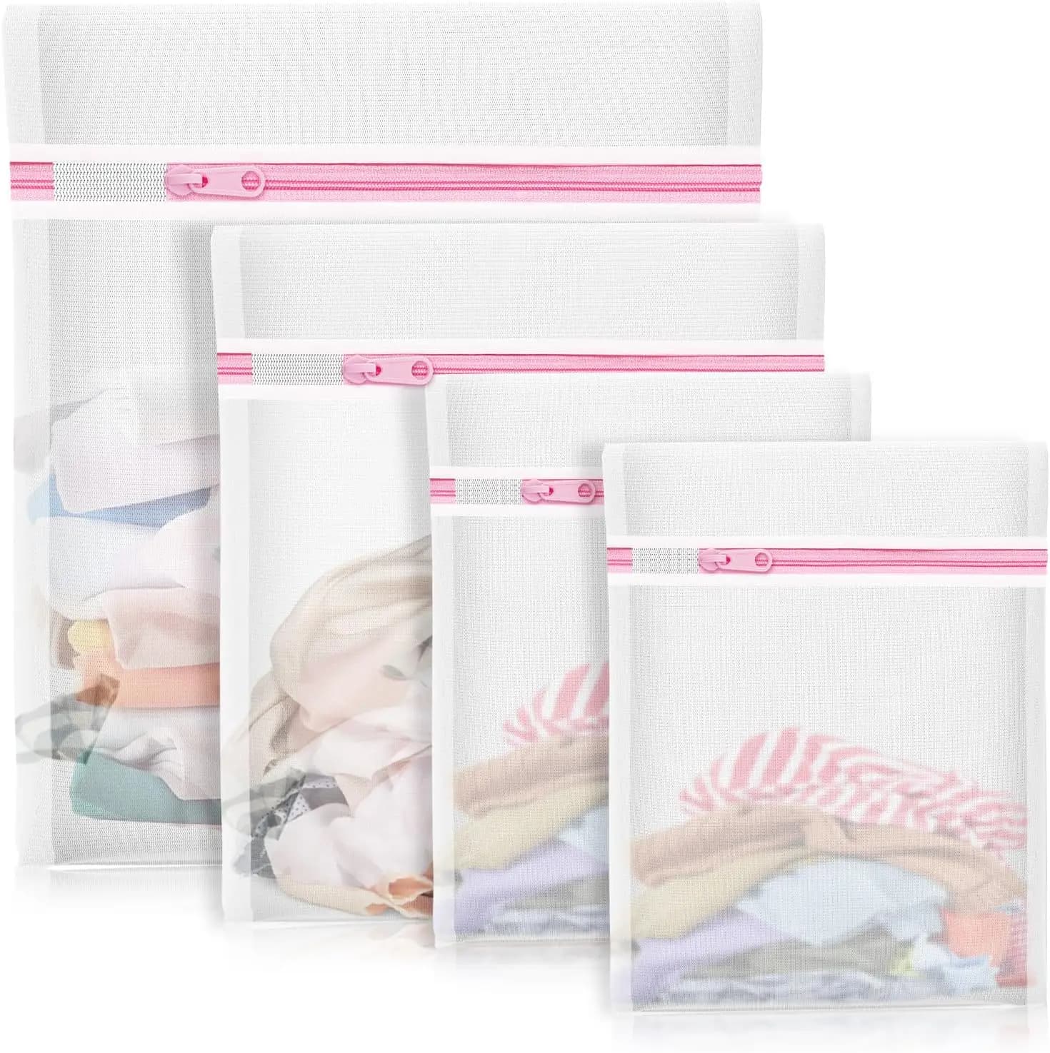 4Pcs Mesh Laundry Bags for Delicates, Large Medium Small, Travel Storage & Toy Organizer, Dorm Essentials