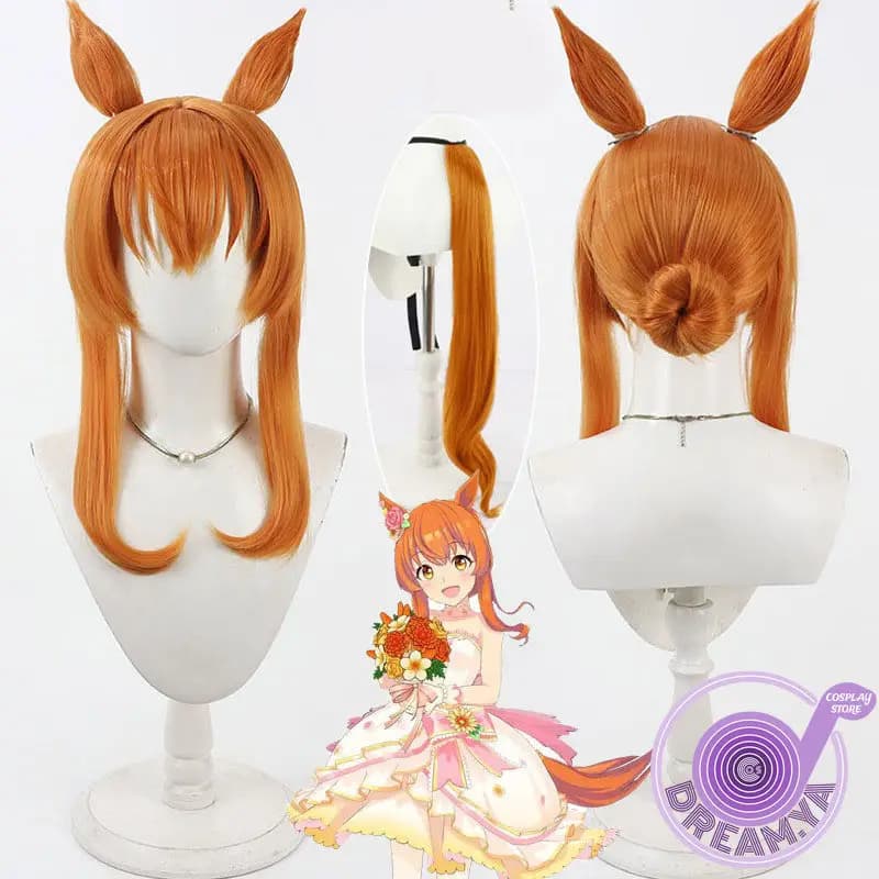 Mayano Top Gun Cosplay Wig Uma Musume Pretty Derby Orange Heat Resistant Synthetic Hair Halloween Party Role Play + Wig Cap
