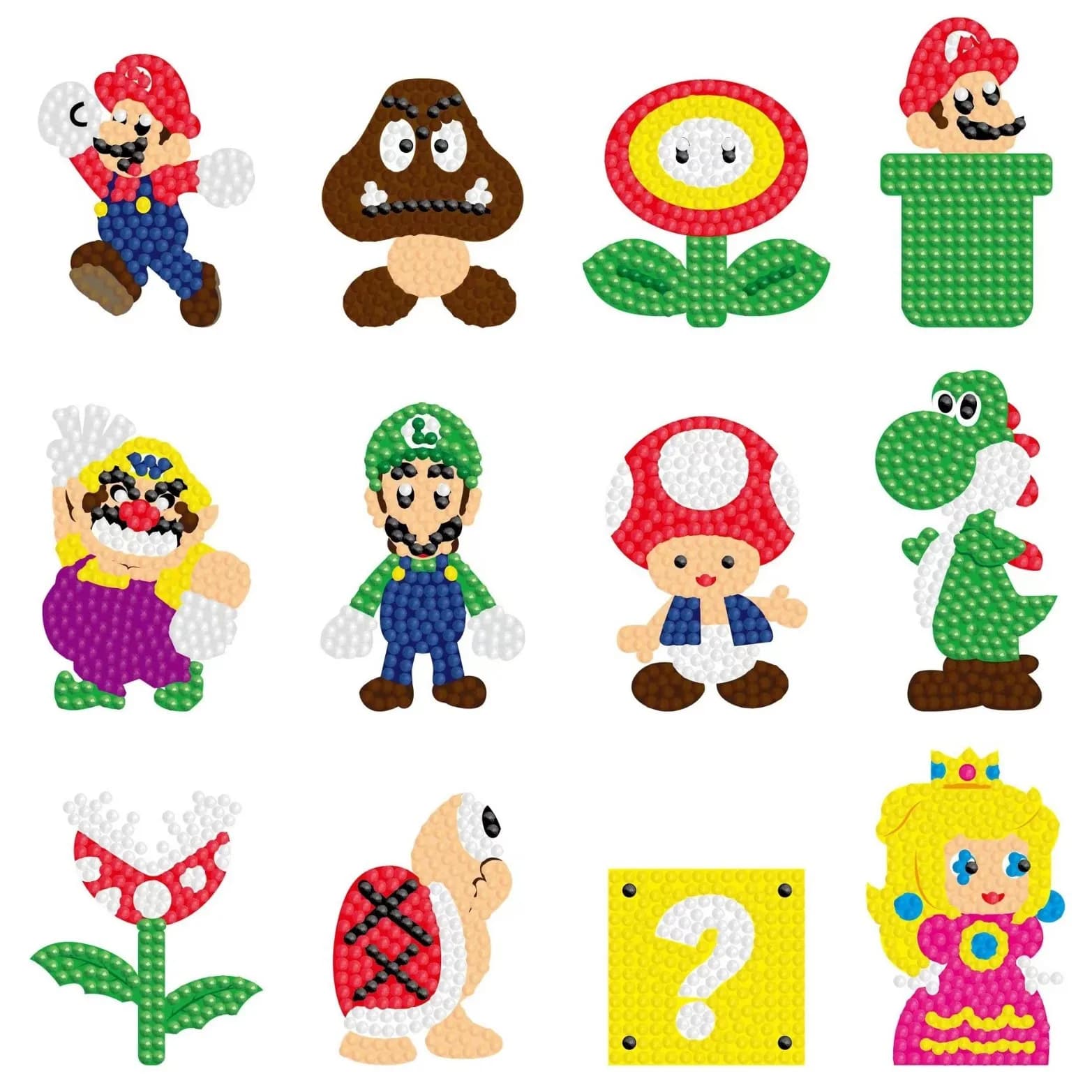 Super Mario DIY Diamond Painting Stickers Set 12pcs Mario Characters 5D Crystal Art Stickers Handmade Craft for Kids Gift
