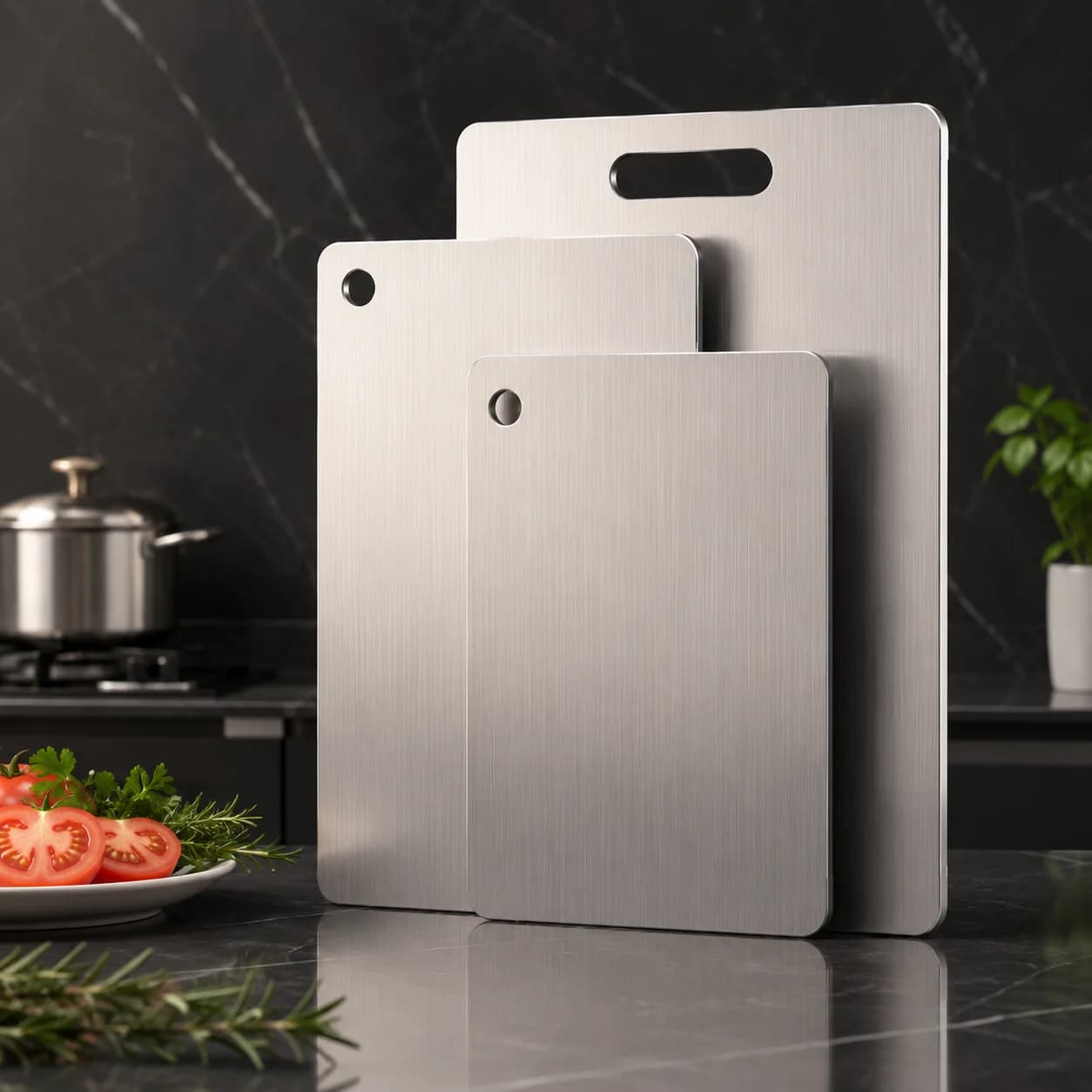 Thick Double Sided Stainless Steel Cutting Board Kitchen Fruit Meat Chopping Block Prep Tools