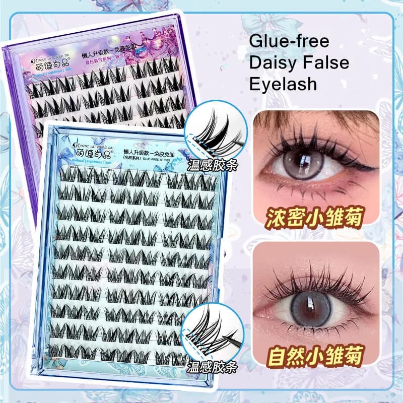 Self-adhesive fake eyelashes without glue Soft reusable volumes Thick and light natural eyelashes Manga everyday use