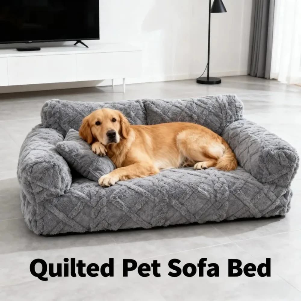 Divano Letto per Animali Domestici in Peluche Caldo, Grande, con Rivestimento Rimovibile e Lavabile, Accogliente per Cani e Gatti, Comfort Invernale, Accessori per Animali