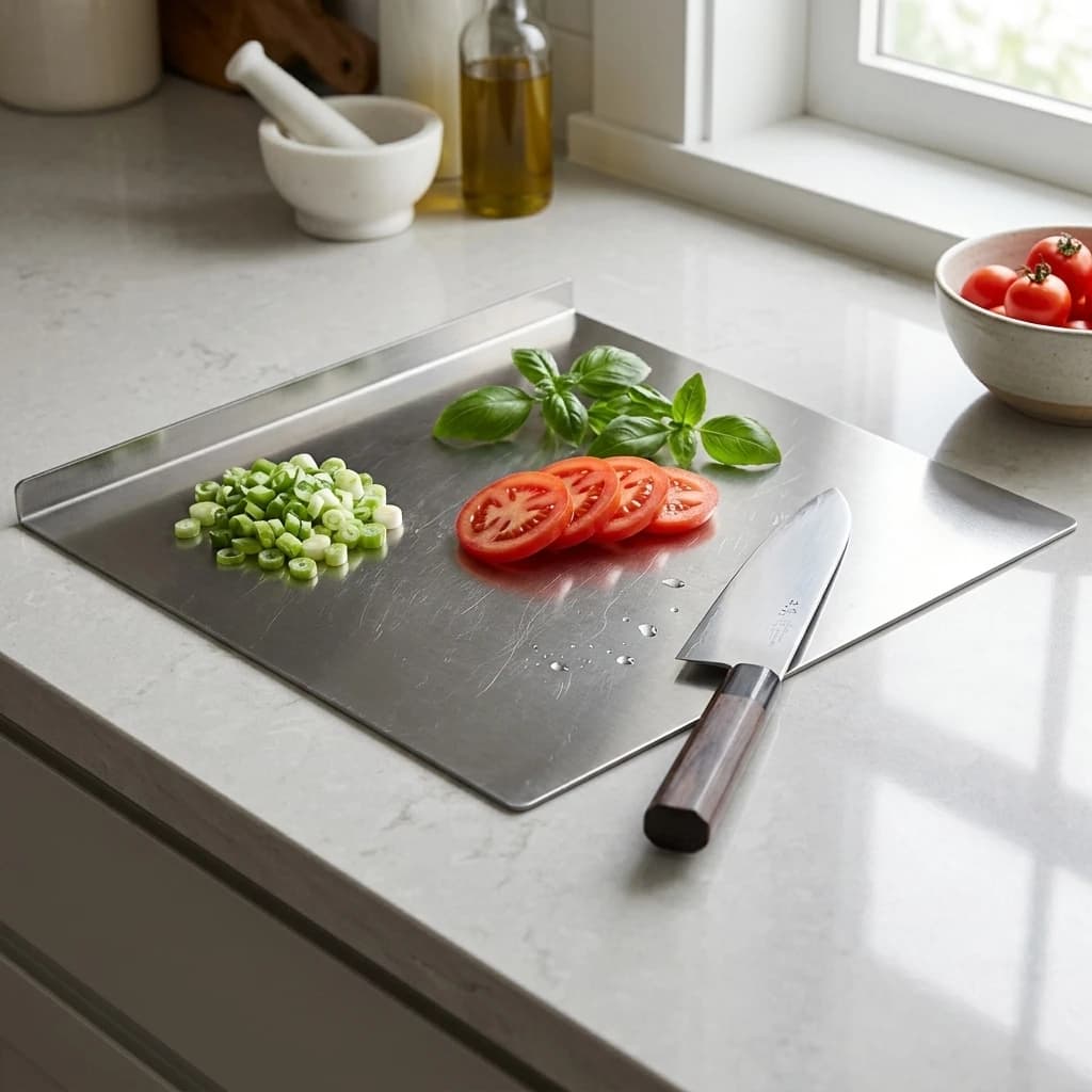 Stainless Steel Cutting Board 304 Food Grade Double Sided Kitchen Chopping Board for Vegetables and Kneading Dough Home Cooking