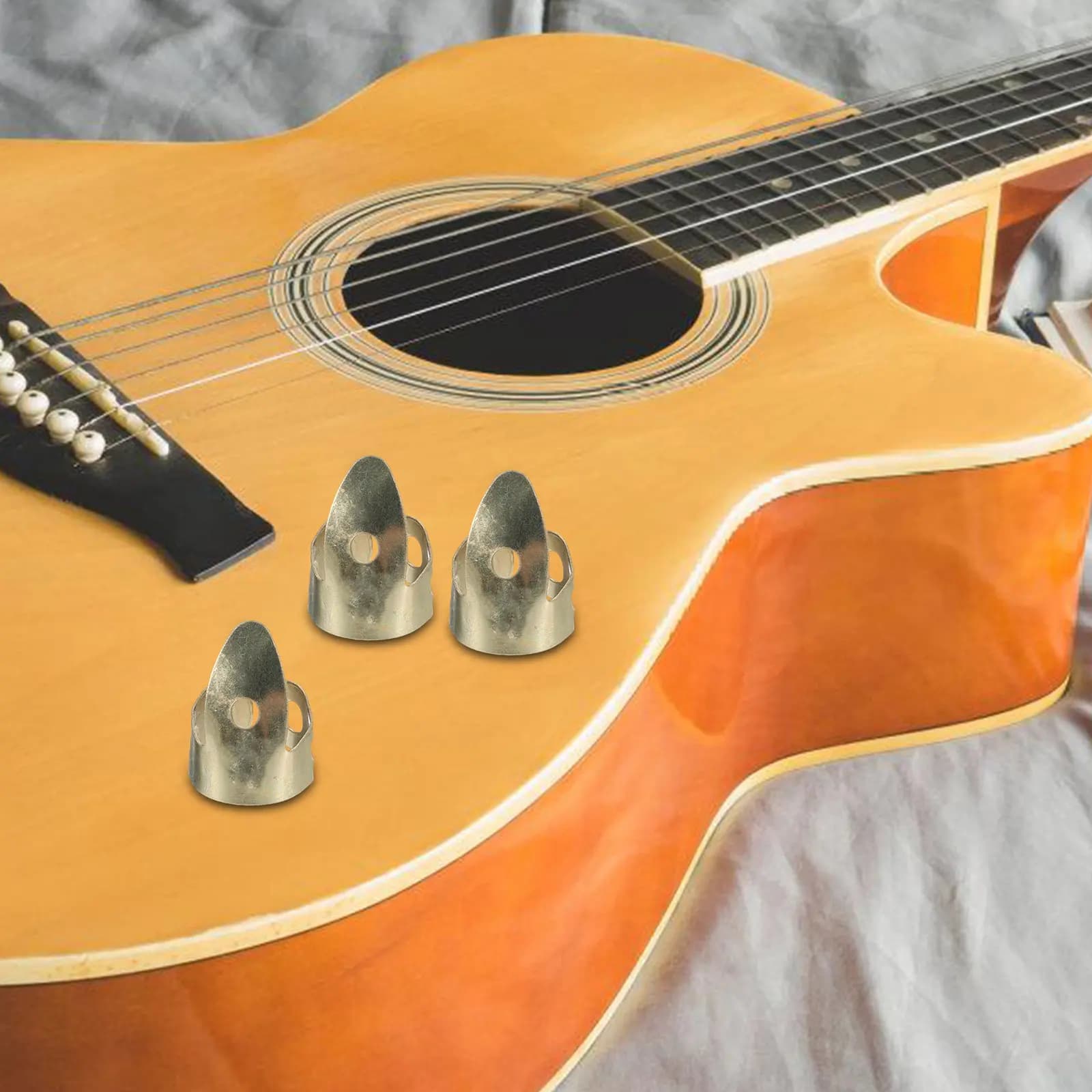 12 Pezzi Plettri in Metallo per Chitarra, Robusti e Regolabili, Accessori di Protezione per Chitarra e Ukulele