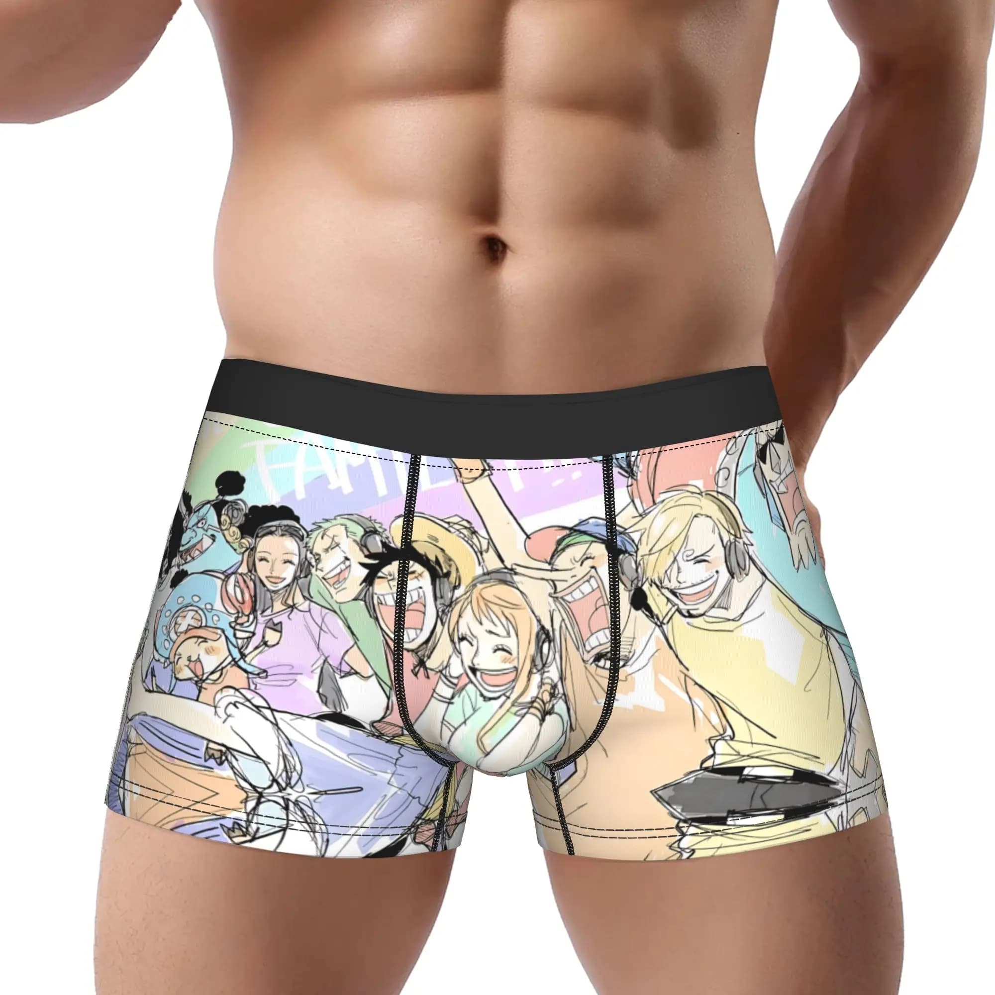 Boxer da uomo 18+ One Piece, intimo traspirante, slip ventilati, boxer briefs