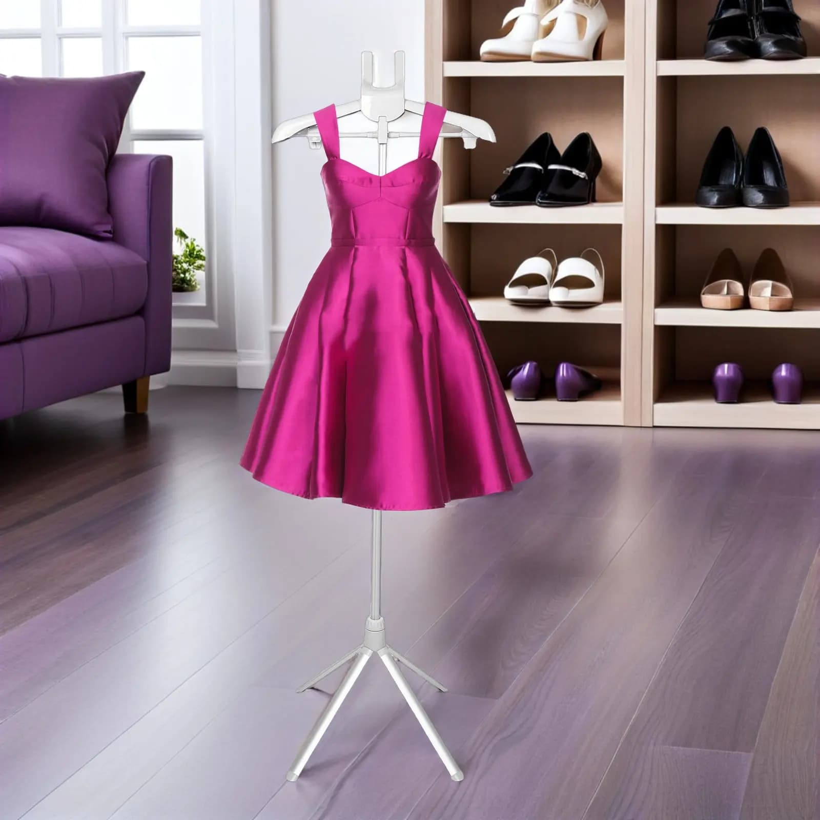 Foldable Clothes Steamer Rack Adjustable Standing Garment Steamer Stand Portable Steam Ironing Hanger Rack Stable Floor Design