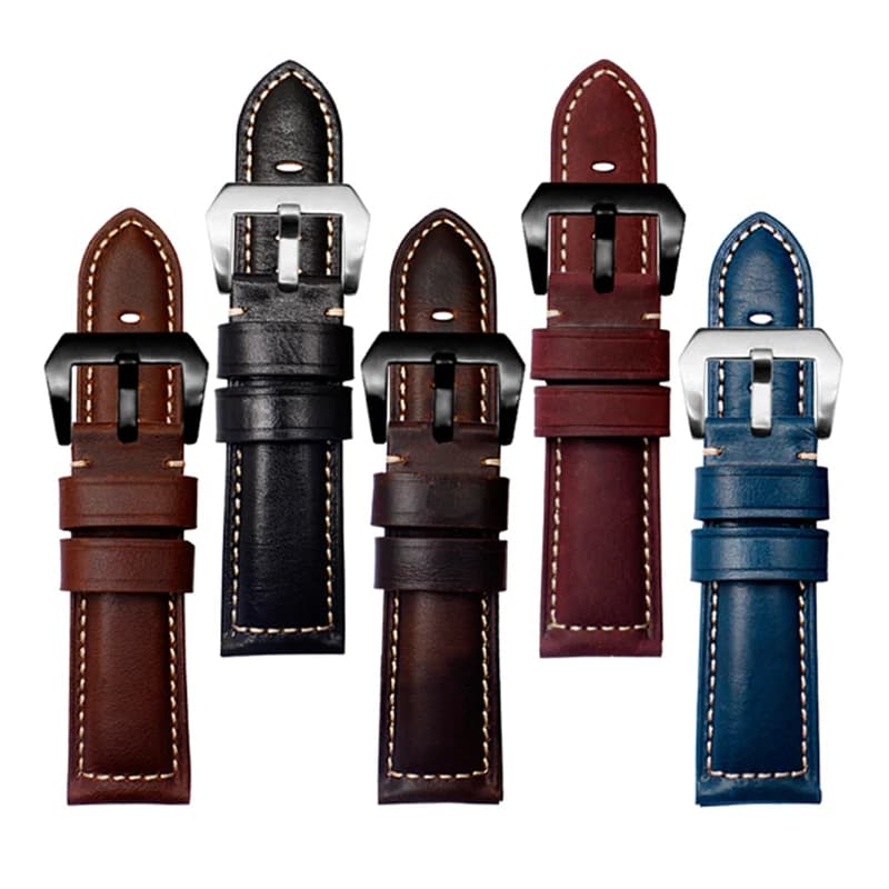 Cinturino in vera pelle di mucca vintage spesso pazzo per cinturino per orologio da uomo Panerai Luminor/Breitling Hamilton 20mm 22mm 24mm 26mm