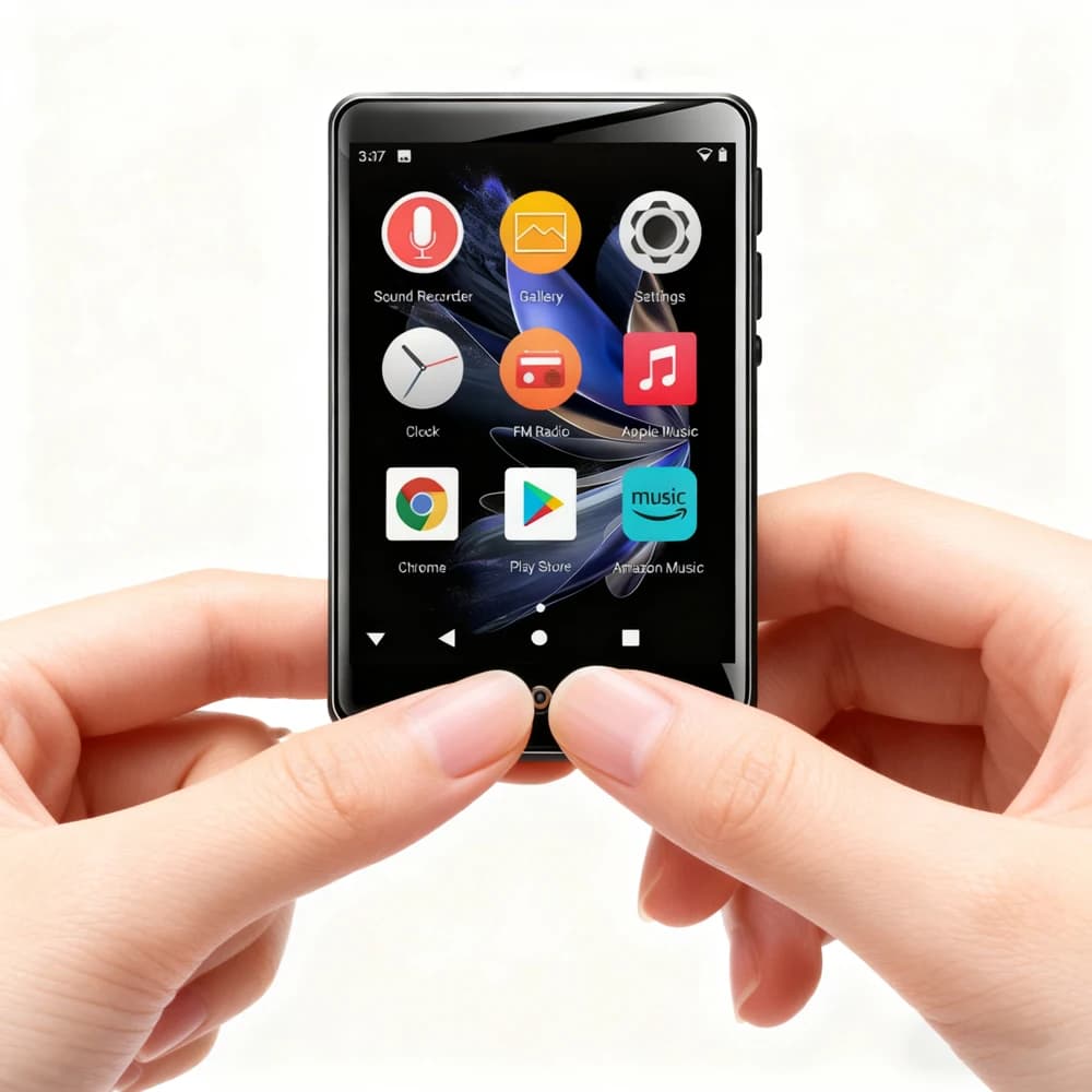 Mini lettore MP3 WiFi 80G PA03 da 2,8" - Sistema Android, Bluetooth 5.3, portatile per esterni/palestra/sport, corpo in metallo con Play Store