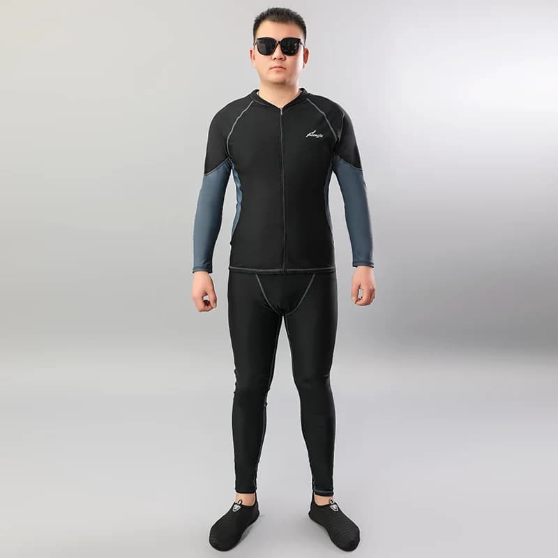 Mens Long Sleeve Rashguard Plus Size Rash Guard Vest Shirt Swimsuit Man Diving Sports Two Piece Swimming Surfing Suit Quick Dry