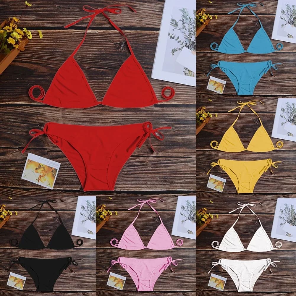 Set bikini da donna, costume da bagno sexy in stile bandage, costume da bagno brasiliano, accessori estivi per vacanze, spiaggia, piscina