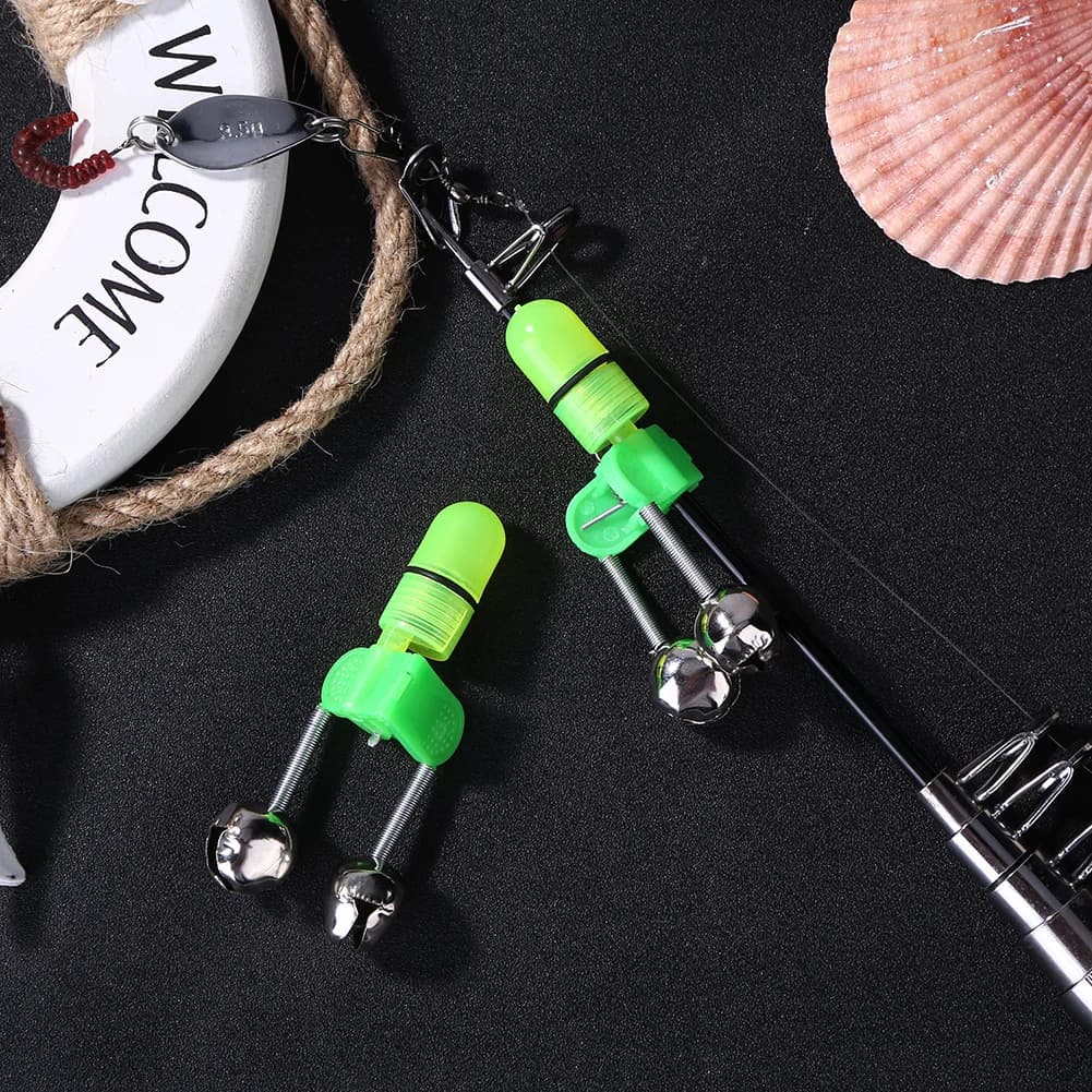 Luce LED Notturna per Canna da Pesca con Doppia Campana e Allarme Morso, Clip Riutilizzabile per Canna da Pesca, Strumento Pratico per la Pesca in Mare