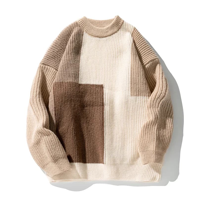 Maglione da fossa con cuciture a blocchi di colore autunno e inverno da uomo e da donna nuova maglieria pesante con ago spesso sciolto