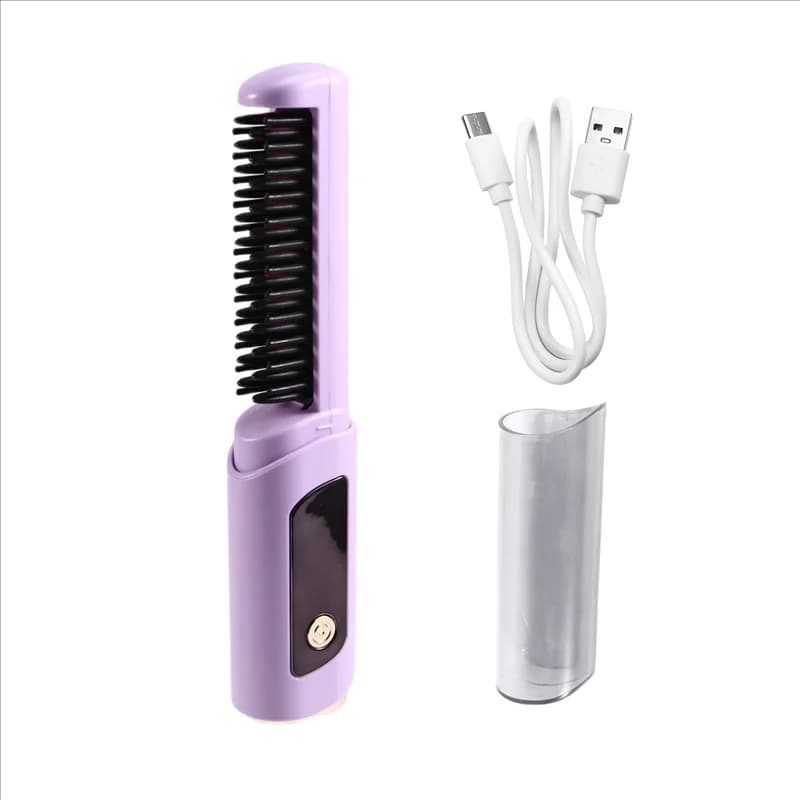 B89B-Spazzola per pettine per piastra per capelli con display della temperatura Spazzola per lisciare portatile