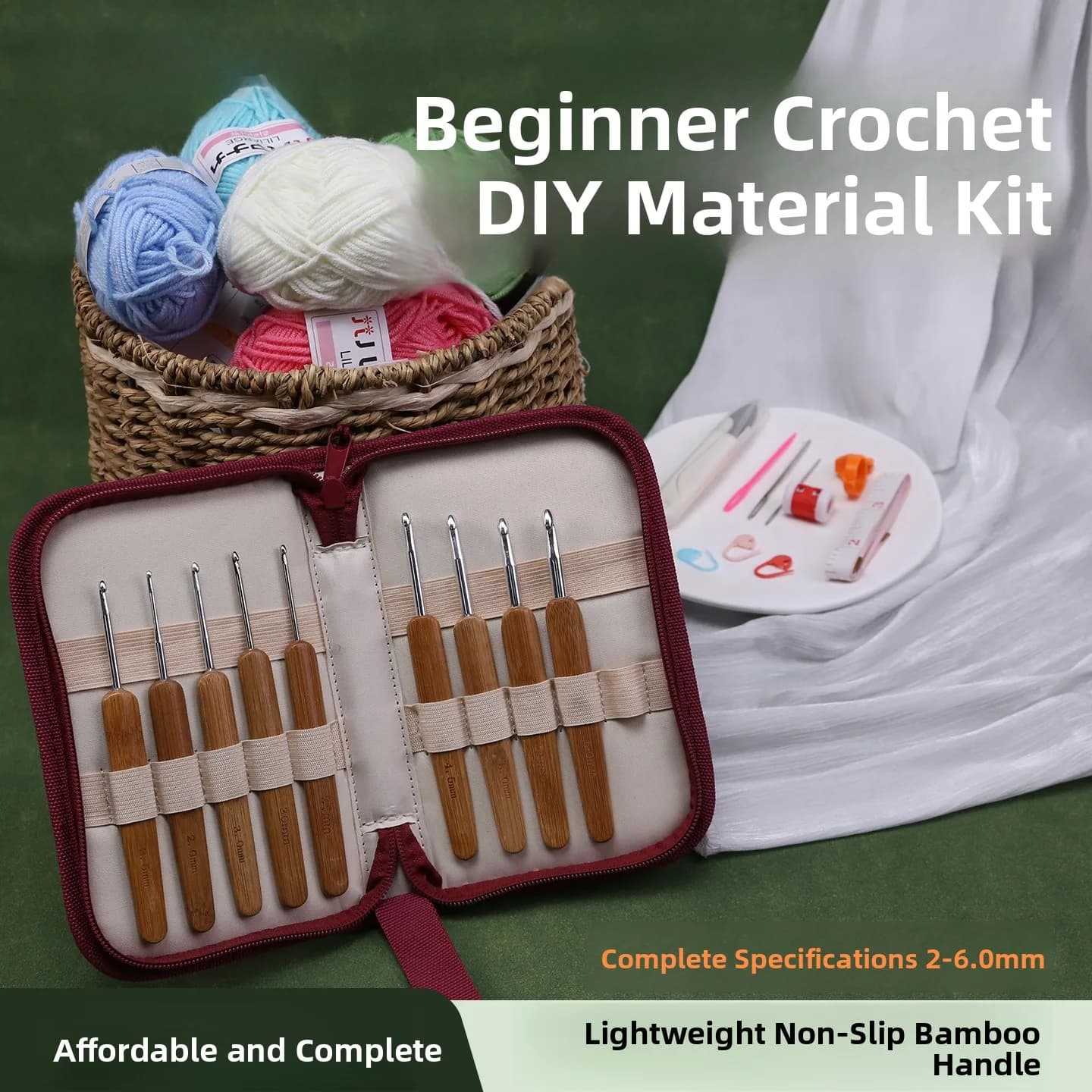 Kit Completo per Uncinetto per Principianti, Set di Ferri e Accessori per Uncinetto Fai-da-Te, Pacchetto Completo di Materiali per Cucito Domestico
