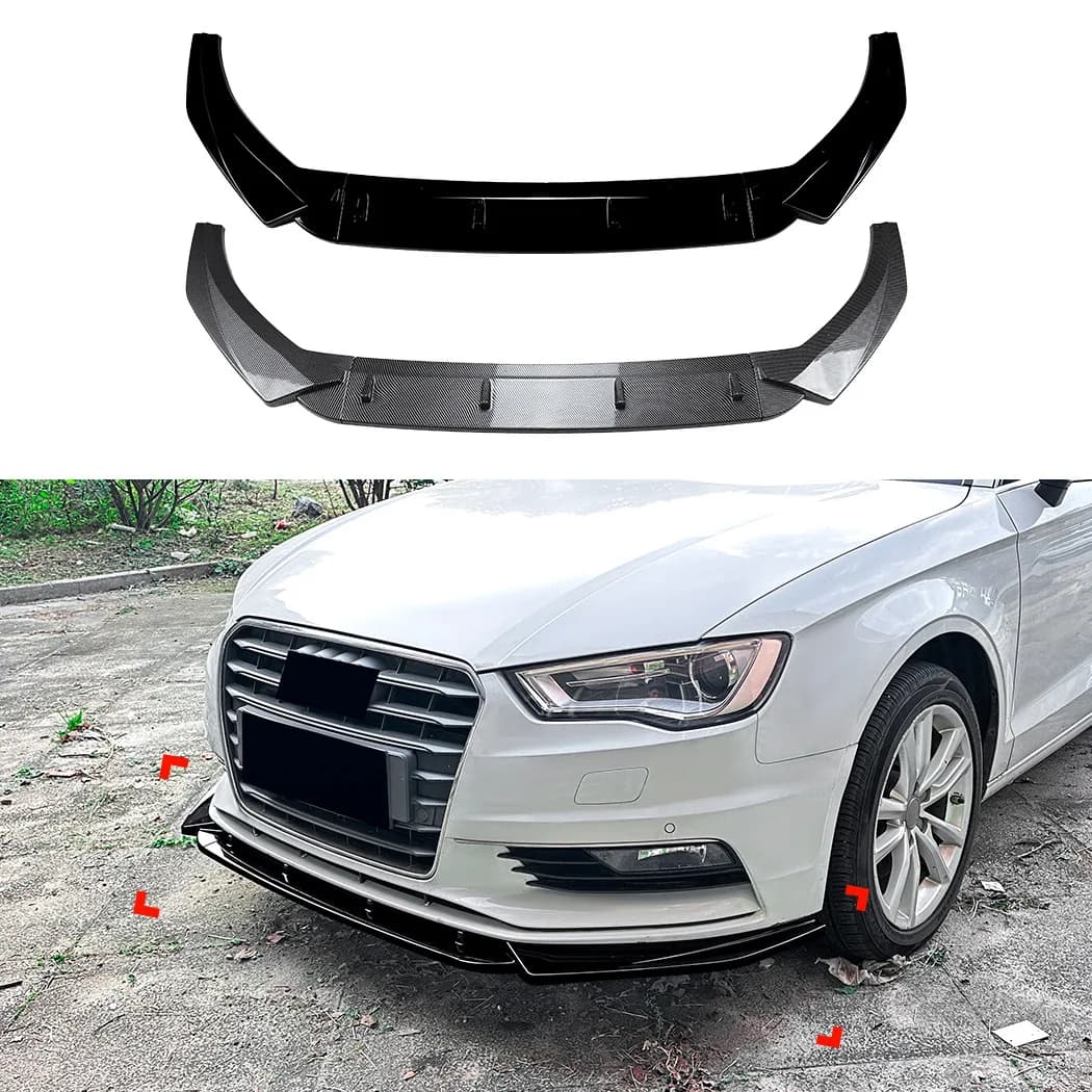 Per Audi A3 S-Line S3 8V Standard TDI TFSI 2013-2016 Pre-Facelift Paraurti Anteriore Lip Diffusore Splitter Bodykit Tuning Trim Nero