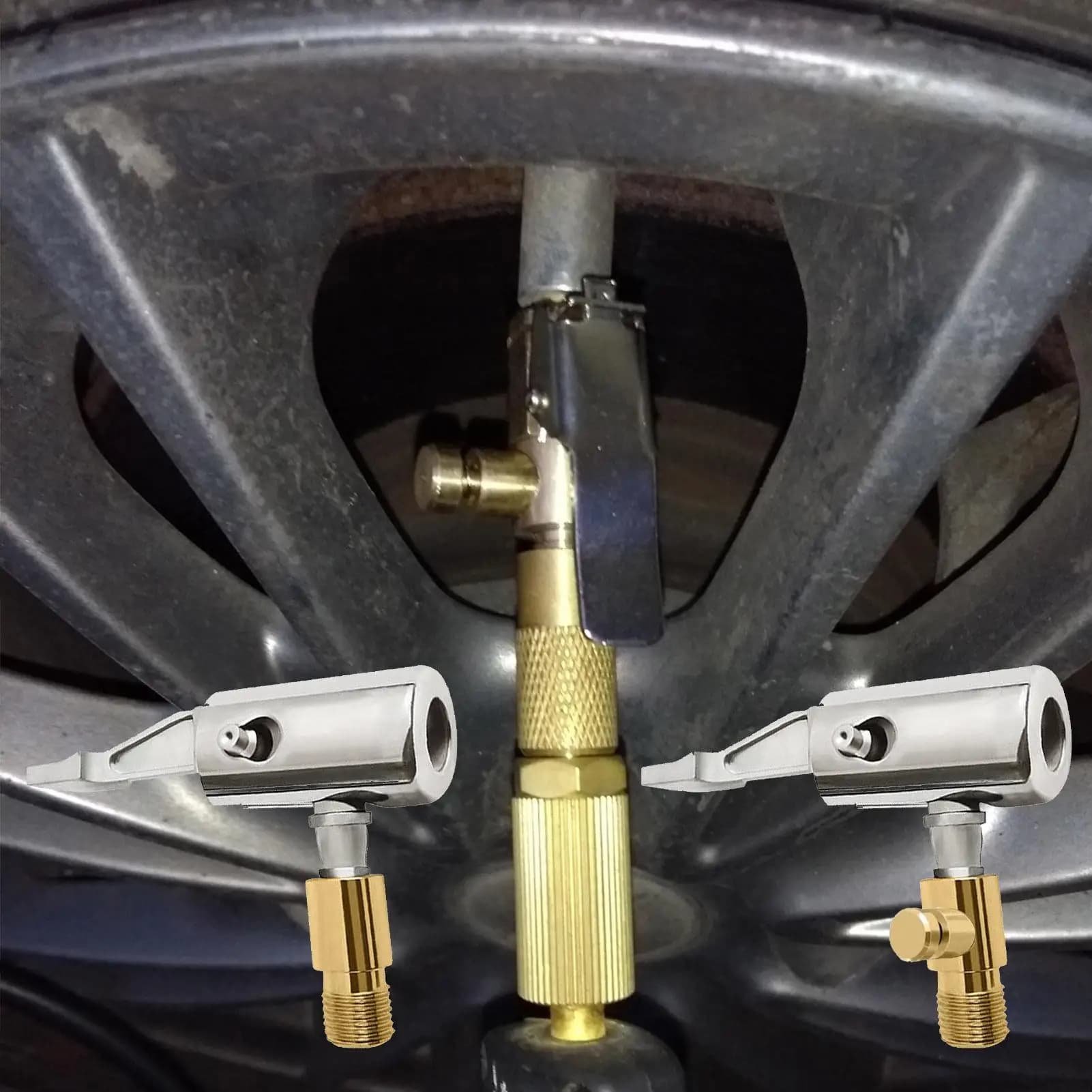 Attacco Rapido per Gonfiaggio Pneumatici Auto, Valvola per Ruote, Compressore d'Aria, Accessorio per Gonfiaggio Pneumatici