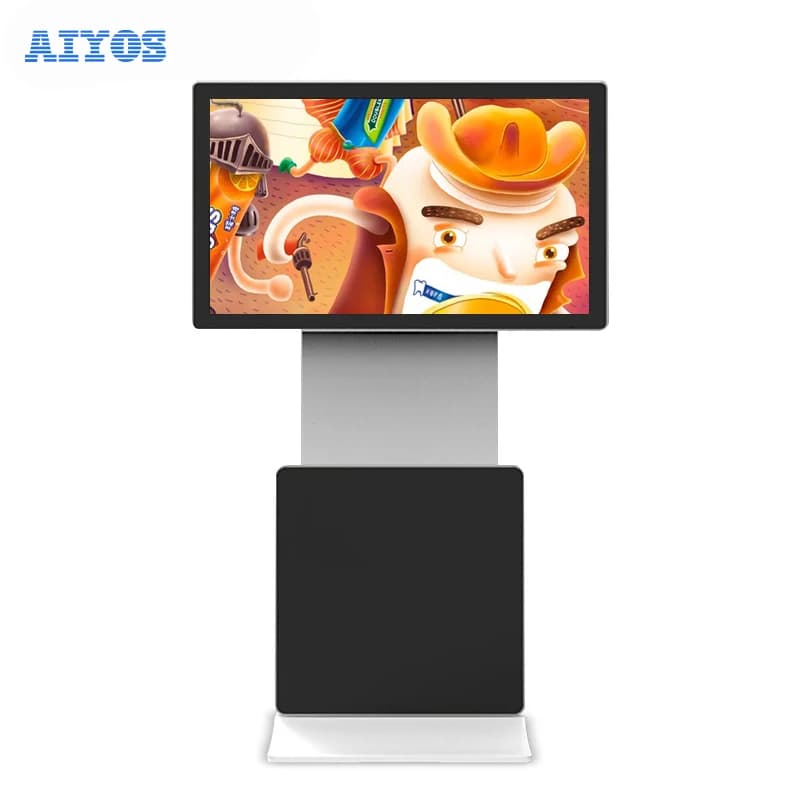 Display Digitale LCD Girevole da Pavimento per Centri Commerciali, Monitor Pubblicitario con Schermo Touch per Chioschi di Ristoranti