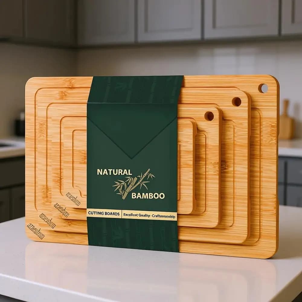 Set of 4 Cutting boards in wood with grooves for the Succo and Manici Integrate for Easy Storage and Cleaning