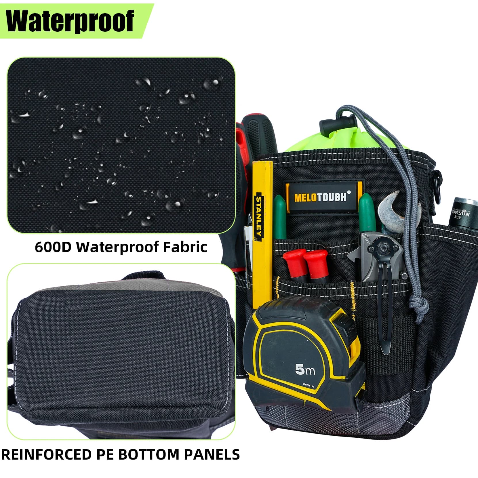 MELOTOUGH Electrician Tool Pouch Tool Belt Pouches Multiple Pockets Tool Organizer for Technician, Maintenance, HVAC