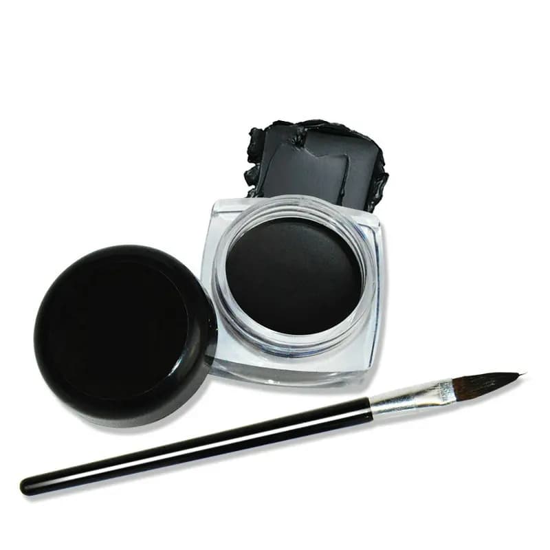 Eyeliner gel nero impermeabile Mini crema gel eyeliner con pennello Trucco cosmetico Penna per eyeliner impermeabile nera