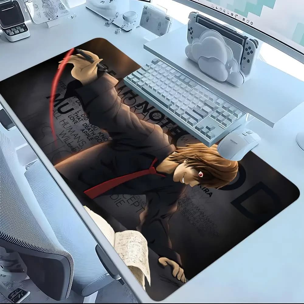 Tappetino per mouse JapanesemangaDeathNote, tappetino per mouse per laptop, tappetino da scrivania per ufficio, grande, nero, per giocatori, tappetino per tastiera antiscivolo in gomma