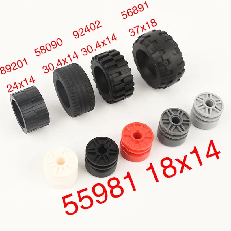 Ruota per piccole particelle domestiche 55982, Mozzo ruota 8920, Pneumatico 92402, 5689 Parti e accessori per mattoncini magnetici da costruzione giocattolo Int...