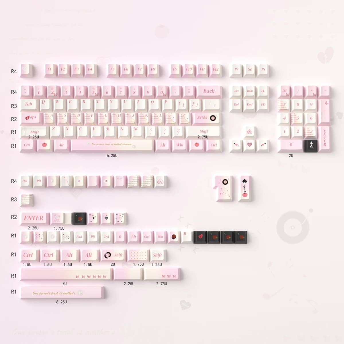 Mechanical Keyboard Covers for notebook Full Set for Girls Pink Sublimation PBT MOA/Original Headset