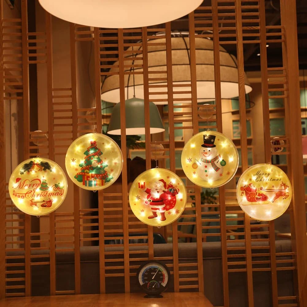 1PC Natale LED String Light Finestra appesa 3D String Light Lanterna di Natale Albero di Natale Luci a sospensione Batteria LED Fairy Light