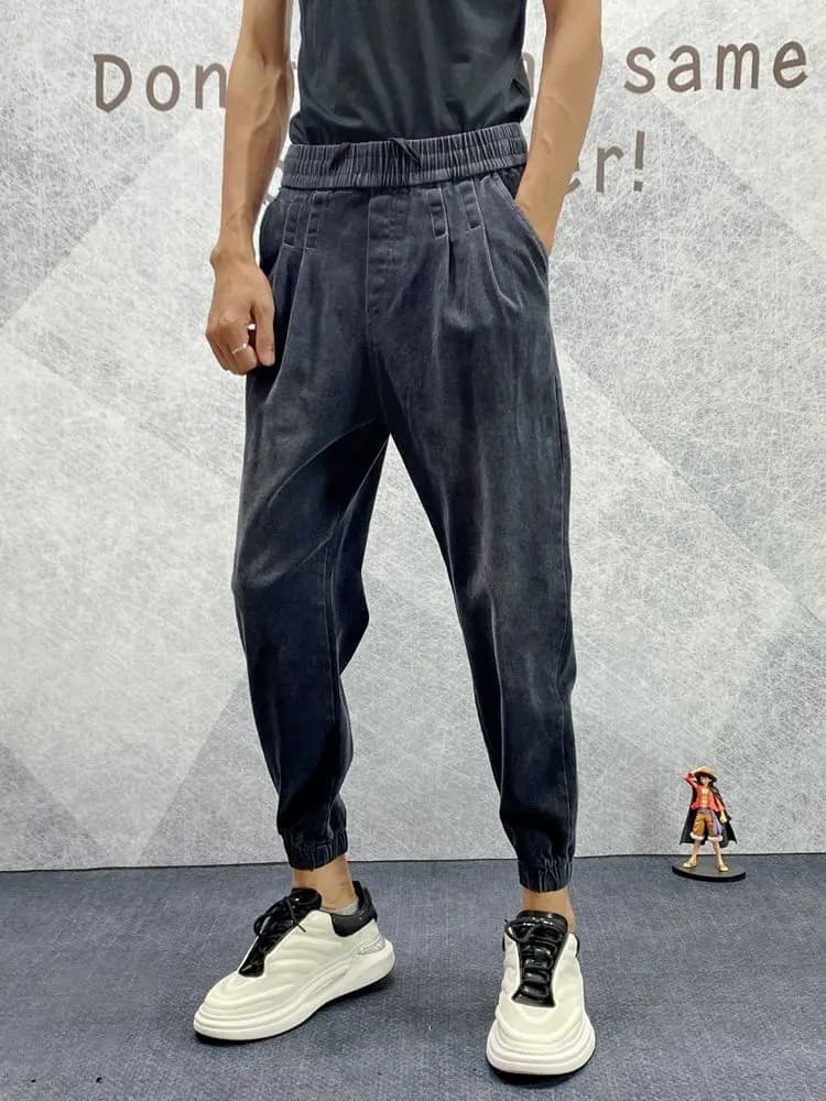 Abbigliamento Uomo: Jeans Designer Primavera/Autunno, Jeans con Laccetti, Tendenza Larghi, Gamba Stretta, Sportivi Casual, Pantaloni Harem per Adolescenti