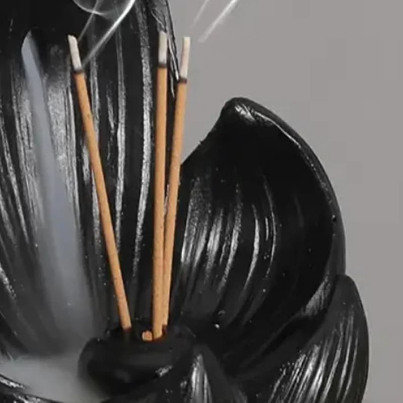 Bruciatore di incenso in resina da 1 pezzo – Porta bastoncini/bobina, design di loto, per templi buddisti/studios yoga/decorazioni per la casa