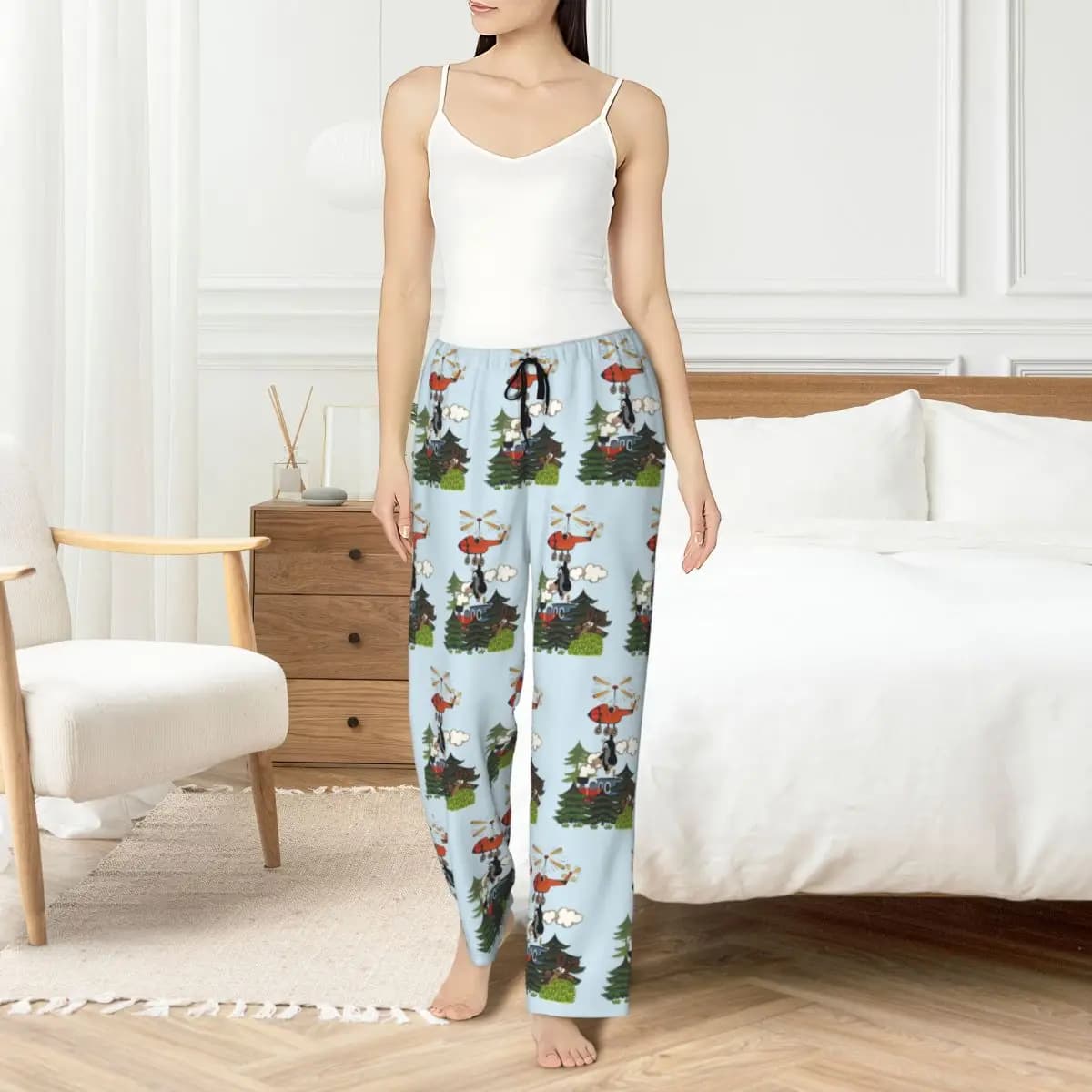 The Little Mole custom women's pajamas pants with night trousers print to sleep with cute cartoons with pockets