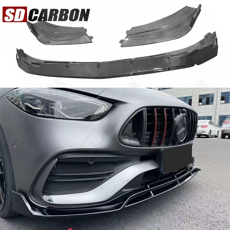 Kit Carrozzeria per Mercedes-Benz Classe C W206 C63, Spoiler Anteriore in Fibra di Carbonio, Diffusore e Protezione Paraurti