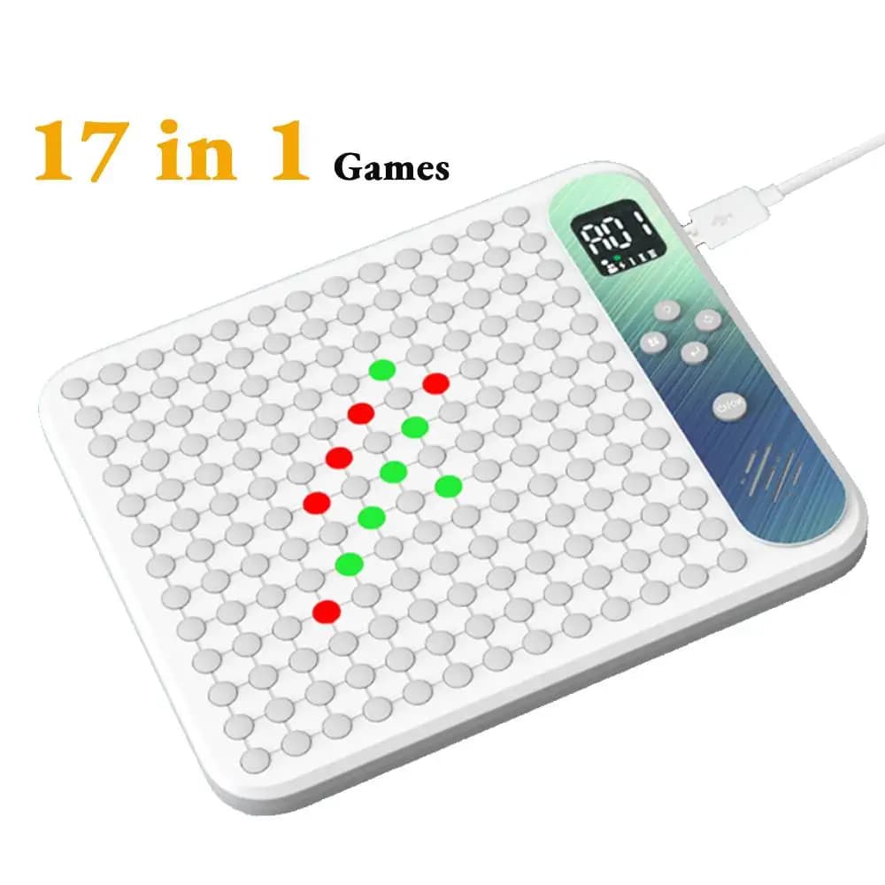 Gioco da Tavolo Multifunzionale 17 in 1, Scacchi Elettronici, Backgammon, Go, Tris, Whack-a-Mole, Gioco Educativo per Bambini