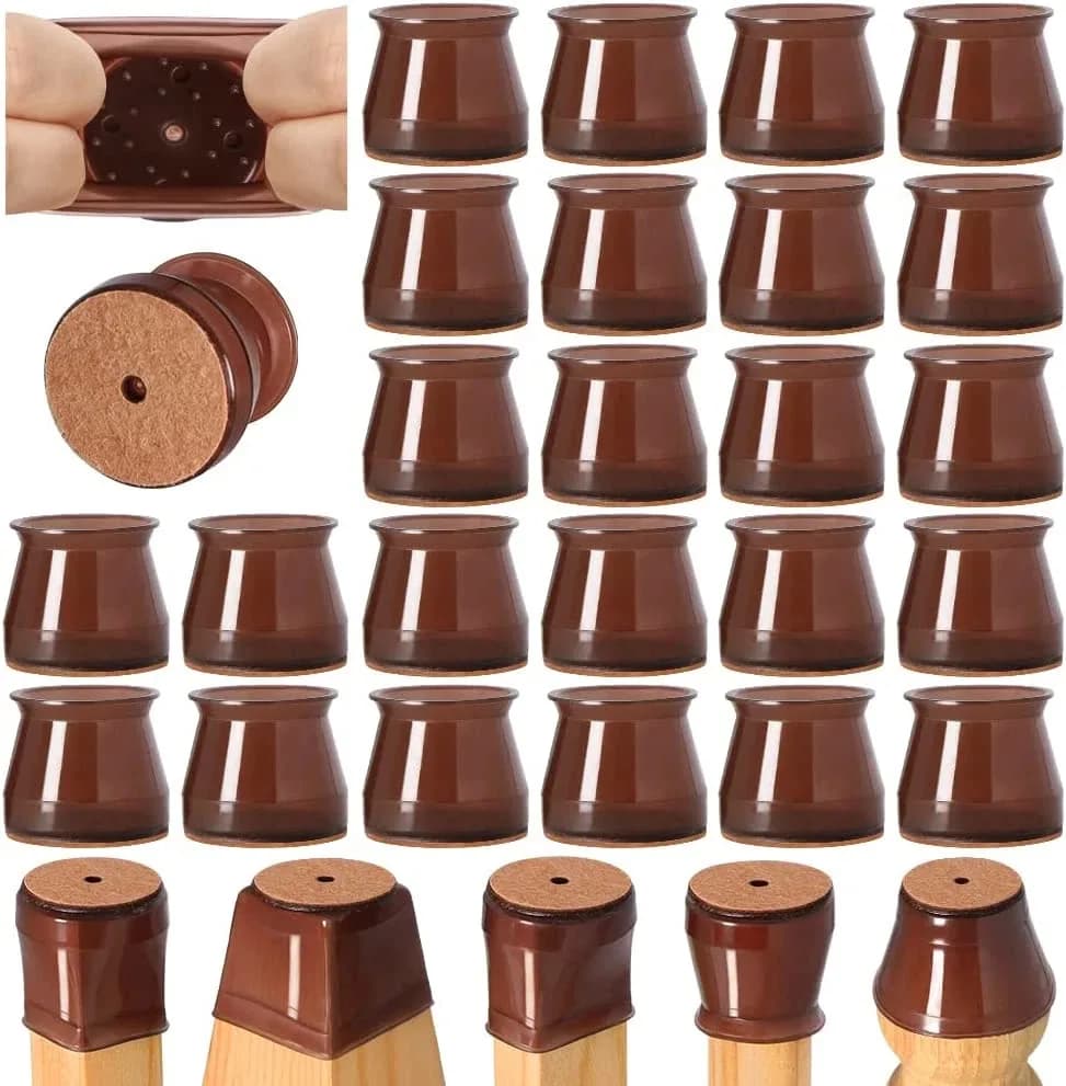 Set di 16 Protezioni per Gambe di Sedie per Pavimenti in Legno, Coperture in Silicone per Proteggere Pavimenti in Legno e Piastrelle, Tappi per Gambe di Mobili con Fondo in Feltro