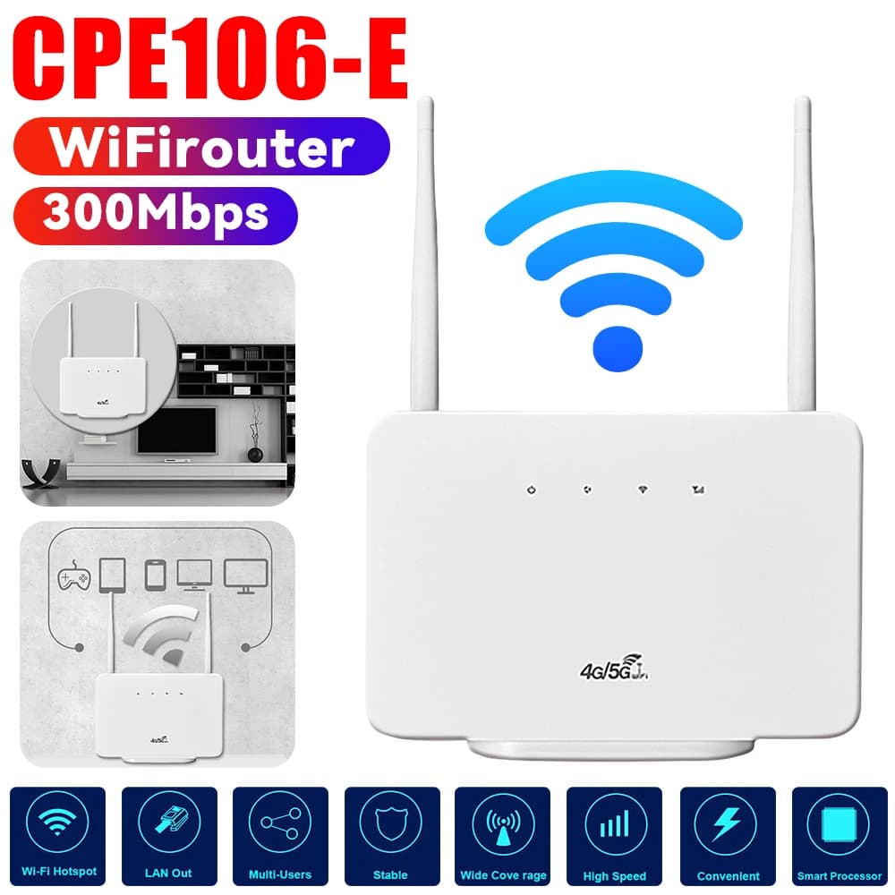 Router WiFi 300Mbps 4G LTE Router wireless Modem Antenna esterna Espansore di rete Hotspot mobile esterno con slot per scheda SIM