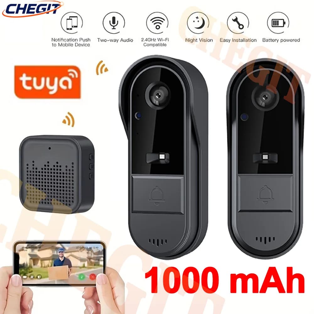 Tuya APP Smart WiFi Campanello visivo Telecamera impermeabile esterna wireless Telecamera citofono per visione notturna vocale bidirezionale Smart Home