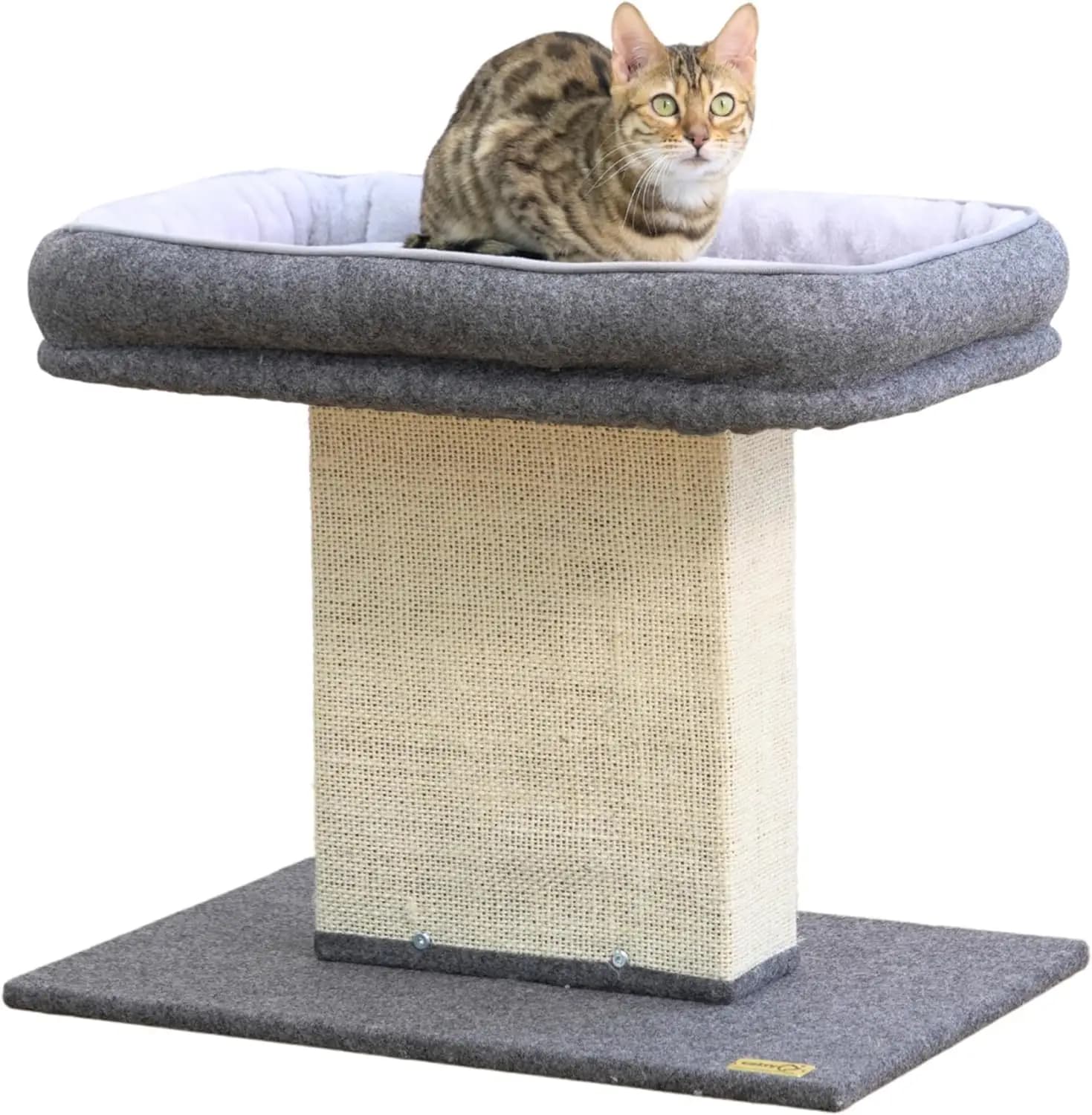 Albero per Gatti a 2 Livelli con Cuccia Lavabile, Palo in Sisal, Montaggio Rapido per Gatti Piccoli e Grandi in Grigio